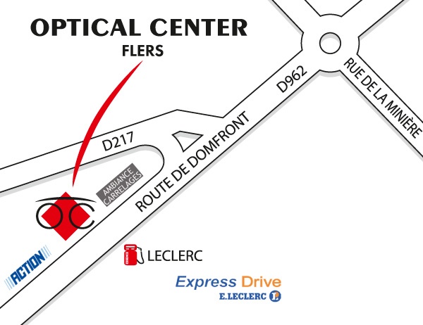 Mapa detallado de acceso Audioprothésiste FLERS Optical Center