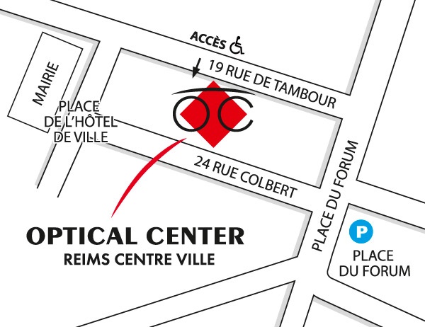 Mapa detallado de acceso Audioprothésiste  REIMS - CENTRE-VILLE Optical Center