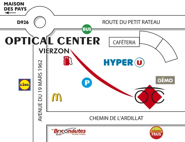 Detailed map to access to Audioprothésiste VIERZON Optical Center