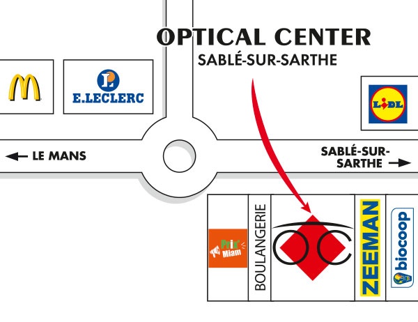 Detailed map to access to Audioprothésiste SABLÉ-SUR-SARTHE Optical Center