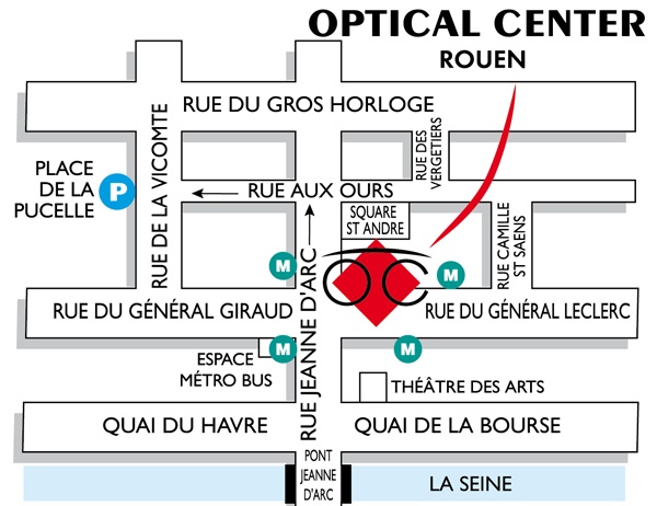 Detailed map to access to Audioprothésiste ROUEN Optical Center