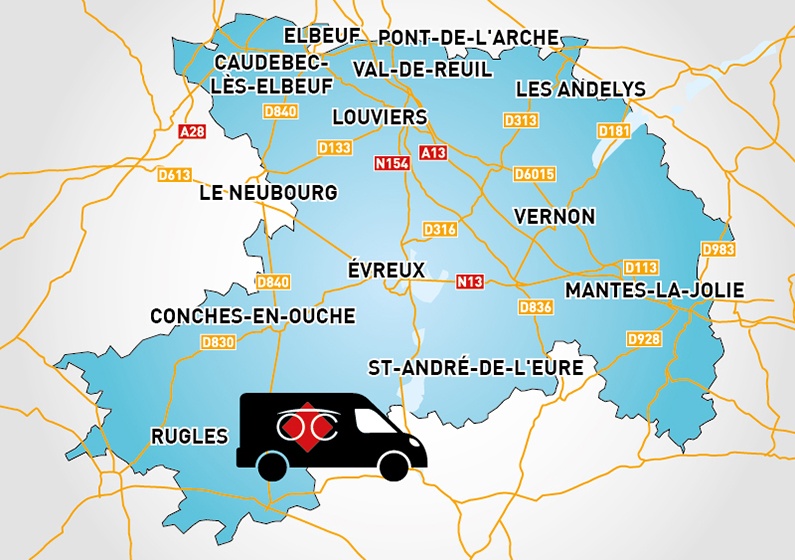 Detailed map to access to Optical Center OC MOBILE MANTES-LA-JOLIE