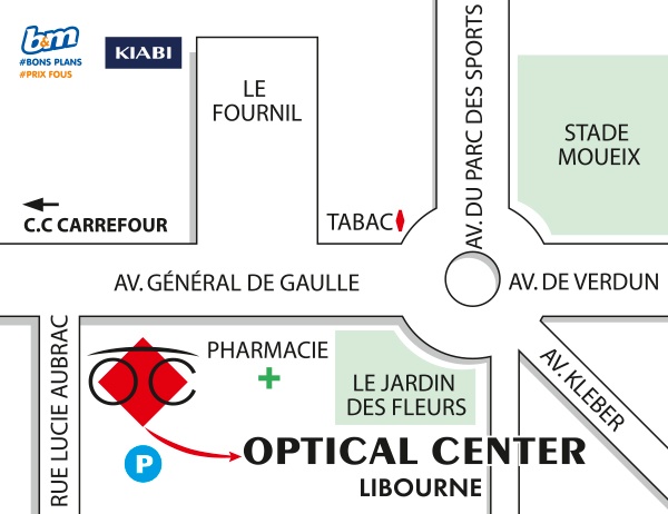 Detailed map to access to Audioprothésiste LIBOURNE Optical Center