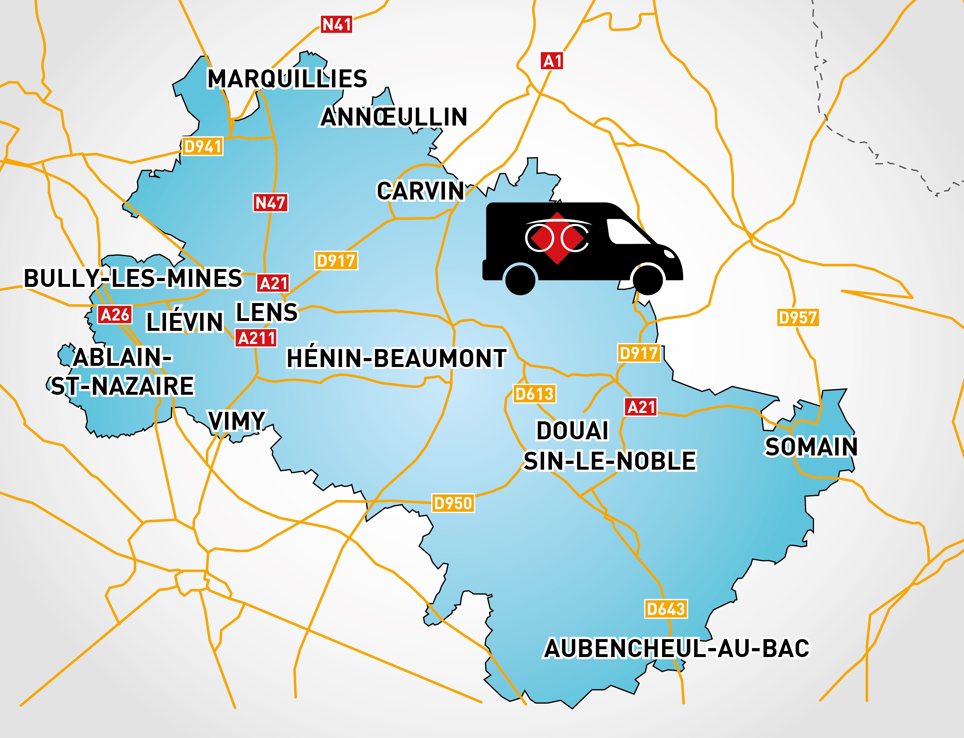 Detailed map to access to Optical Center OC MOBILE HÉNIN-BEAUMONT