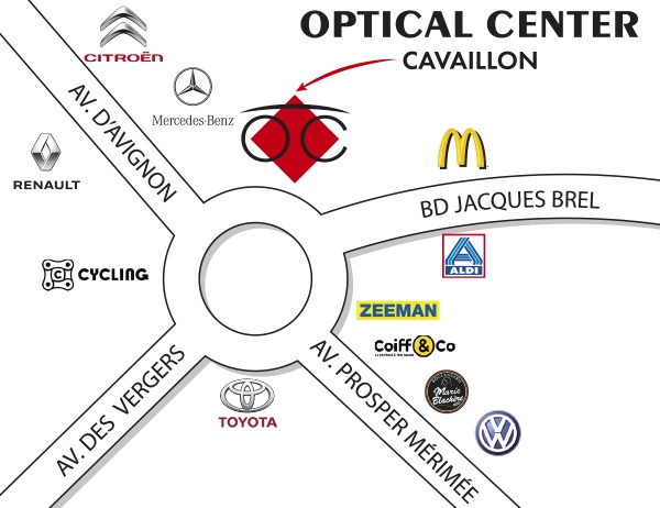 Detailed map to access to Audioprothésiste CAVAILLON Optical Center