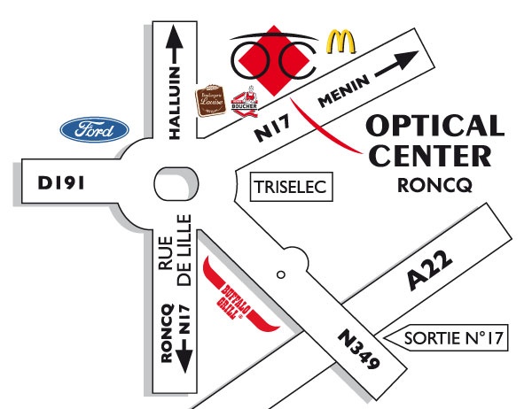 Detailed map to access to Audioprothésiste RONCQ Optical Center