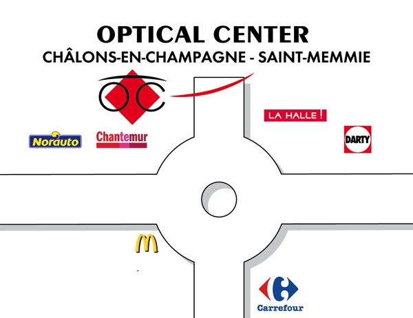 Mapa detallado de acceso Audioprothésiste CHÂLONS-EN-CHAMPAGNE - SAINT-MEMMIE Optical Center