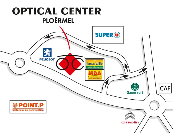 Mapa detallado de acceso Audioprothésiste PLOËRMEL Optical Center