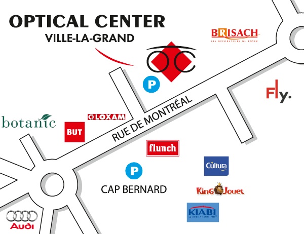 Mapa detallado de acceso Audioprothésiste VILLE-LA-GRAND  Optical Center