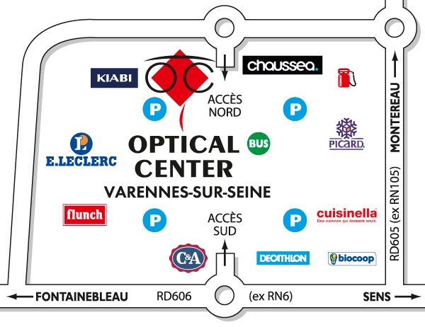 Gedetailleerd plan om toegang te krijgen tot Audioprothésiste VARENNES-SUR-SEINE Optical Center