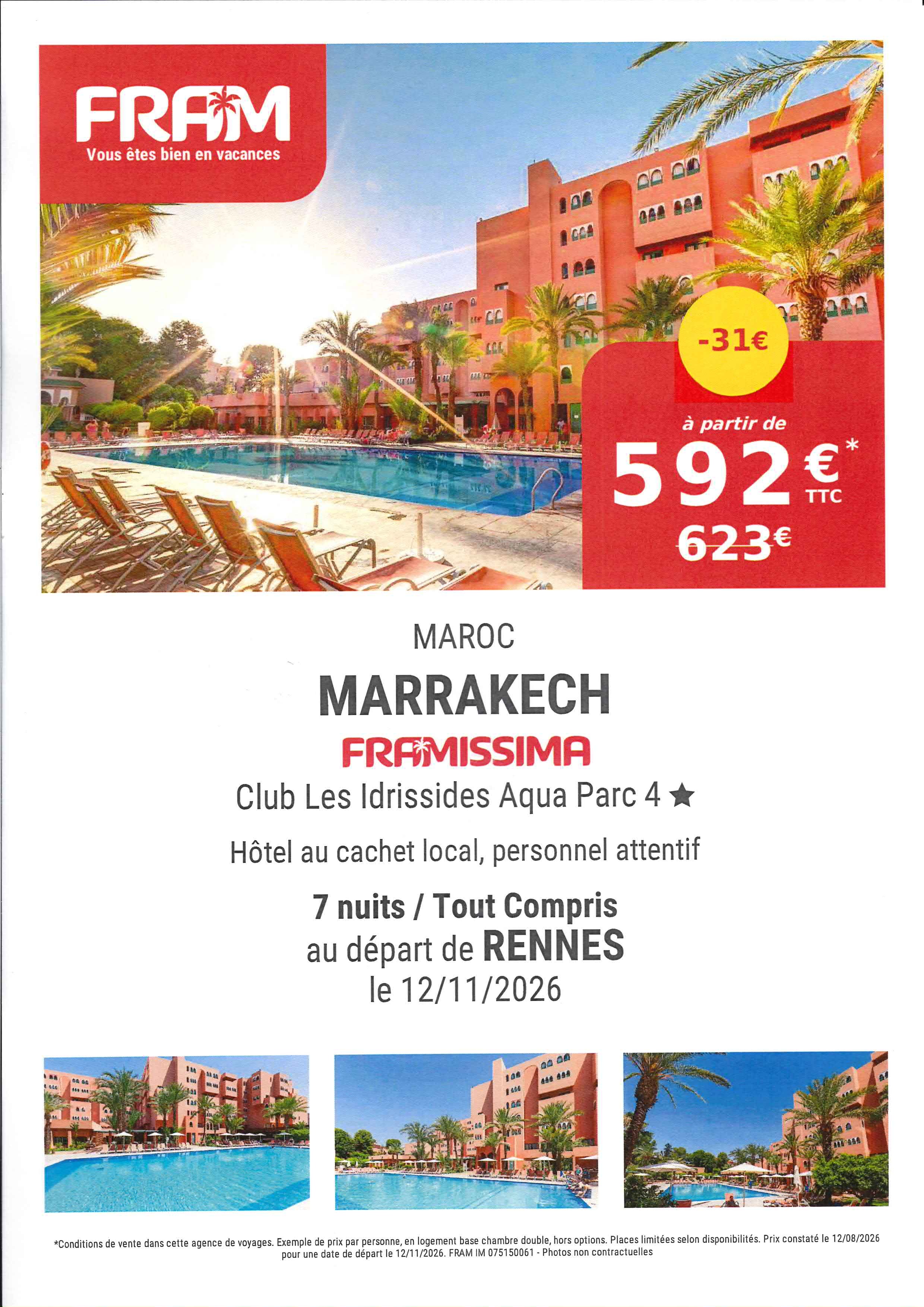 Séjour Marrakech au départ de Rennes