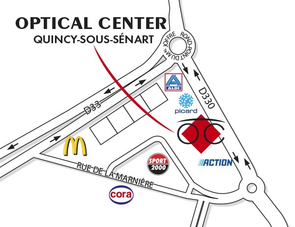 Gedetailleerd plan om toegang te krijgen tot Opticien QUINCY-SOUS-SÉNART Optical Center
