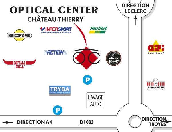 Plan detaillé pour accéder à Audioprothésiste CHÂTEAU-THIERRY Optical Center