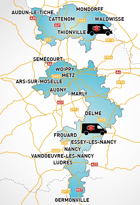 Detailed map to access to Optical Center OC MOBILE THIONVILLE