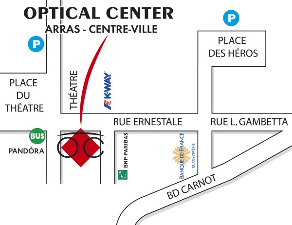 Detailed map to access to Audioprothésiste ARRAS - CENTRE-VILLE Optical Center