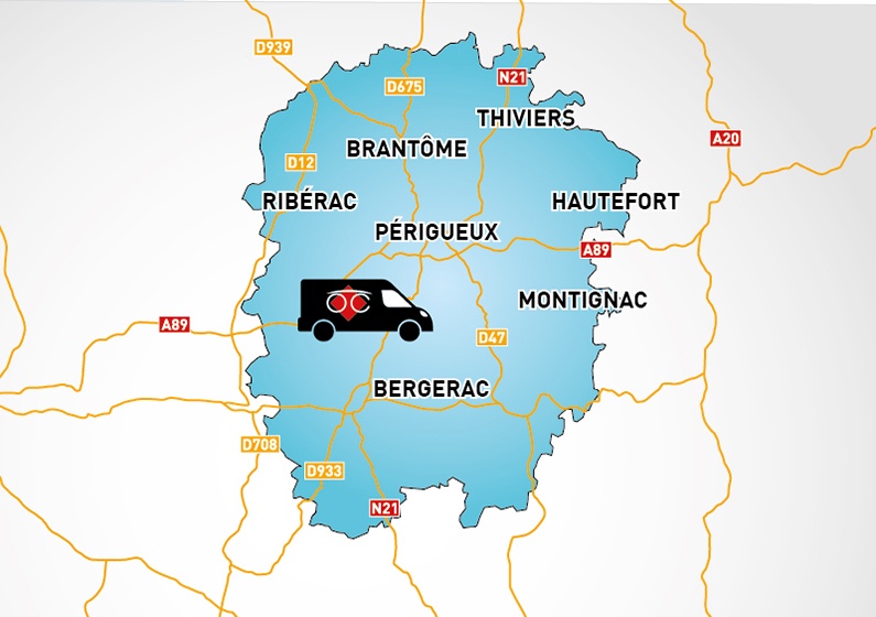 Detailed map to access to Optical Center OC MOBILE BERGERAC