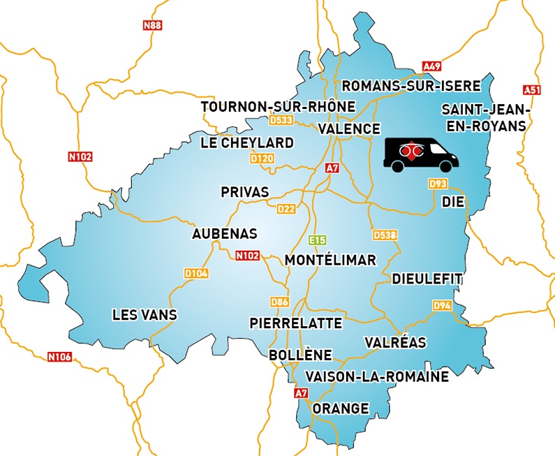 Detailed map to access to Optical Center OC MOBILE MONTÉLIMAR
